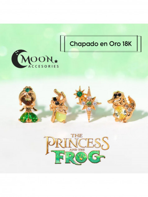 Set Aretes Tiana Princesa Sapo Disney Princesas Disenosandre Lolapay