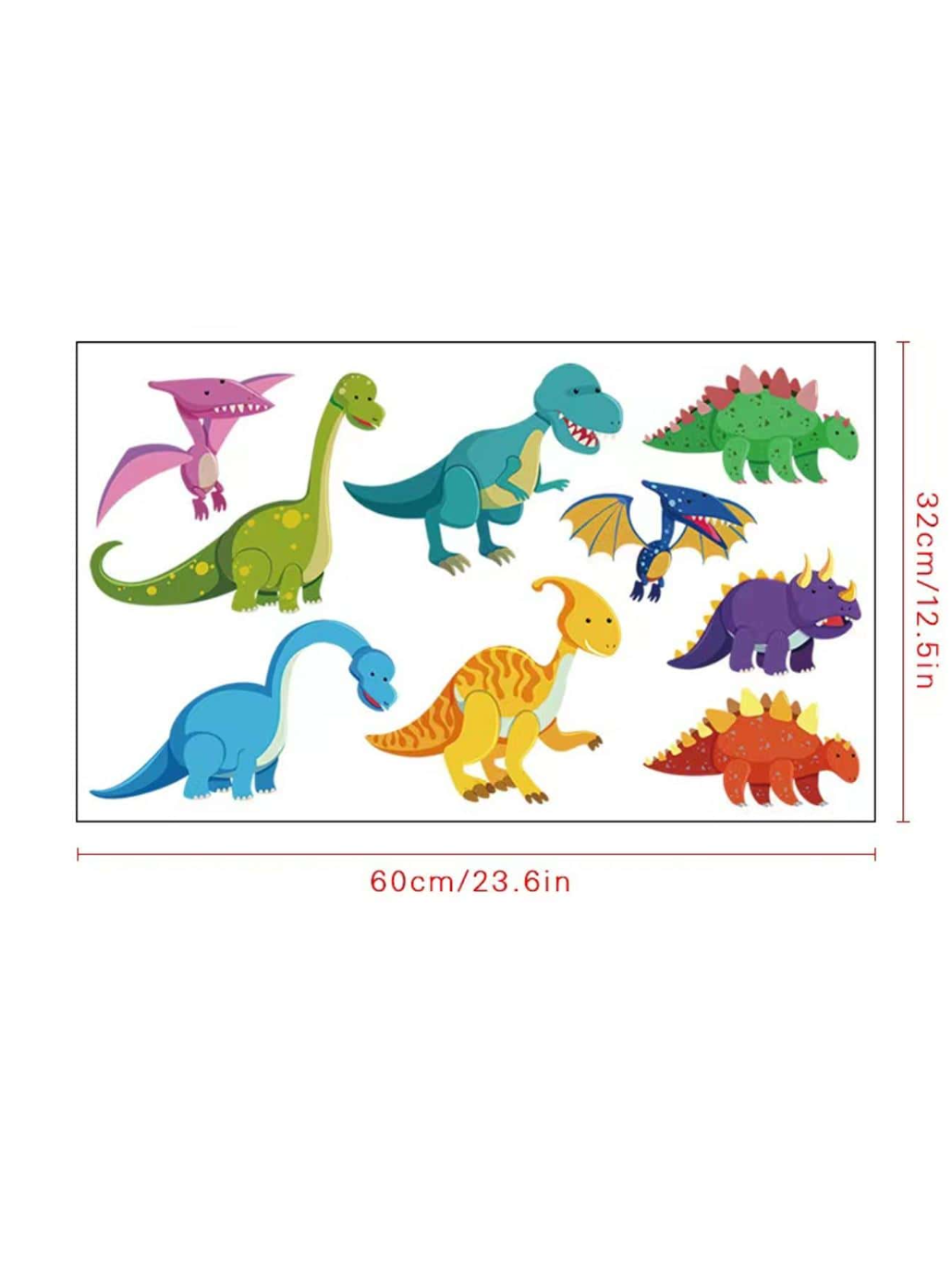 Pegatina De Pared Grande De Dinosaurios - Vinilo Decorativo 90x30cm Para Habitación Infantil
