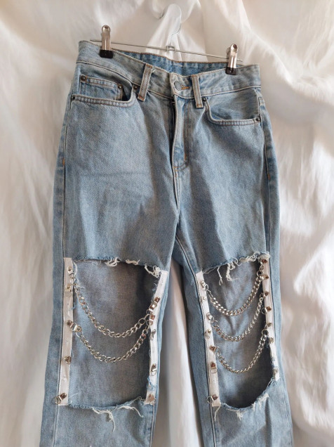 Calma Untado profesional Mom jeans rotos con cadenas - flordecerezo_boutiqu - LolaPay