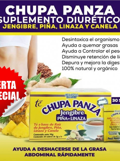 Té Chupa Panza (jengibre, Piña Y Linaza) 30 Sobres De 3g C/u Gn+vida