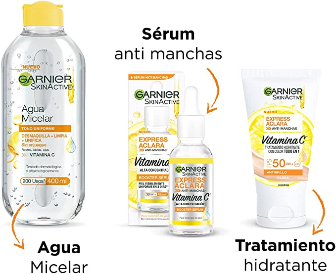 Garnier Skin Active Kit Express Aclara Sérum, Todo en 1 Tono Claro y