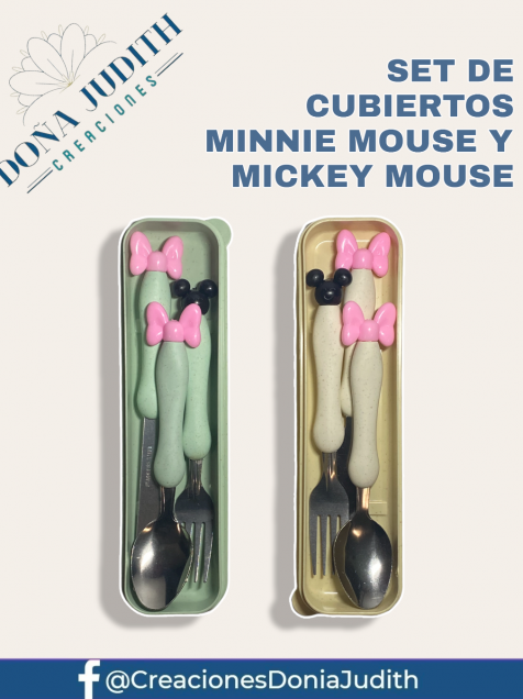 Set cubiertos infantiles mickey y minnie – Fluni