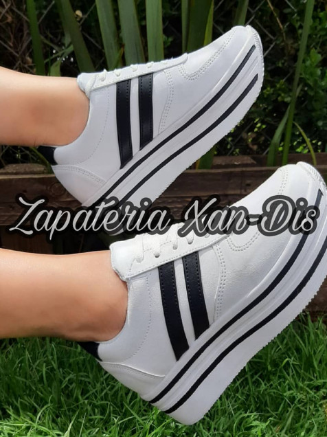 tenis de alta blancos rayas negras - Zapateriaxandis - LolaPay