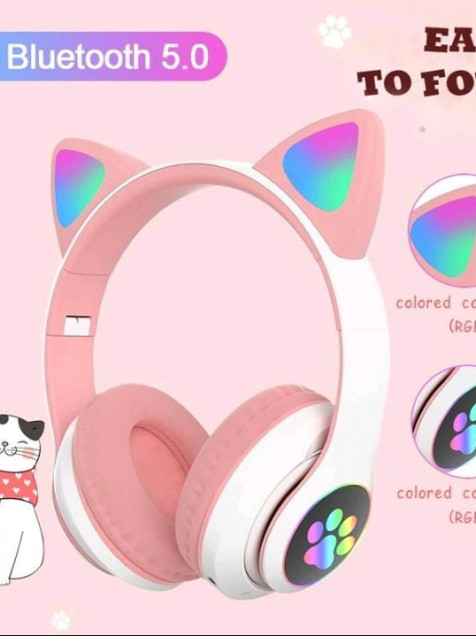 Auriculares inalámbricos con luz de Flash para niños, cascos con Bluetooth  5,0, RGB, estéreo, música